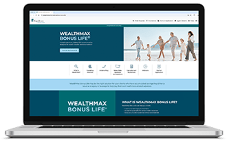 Laptop computer showing Wealthmax microsite