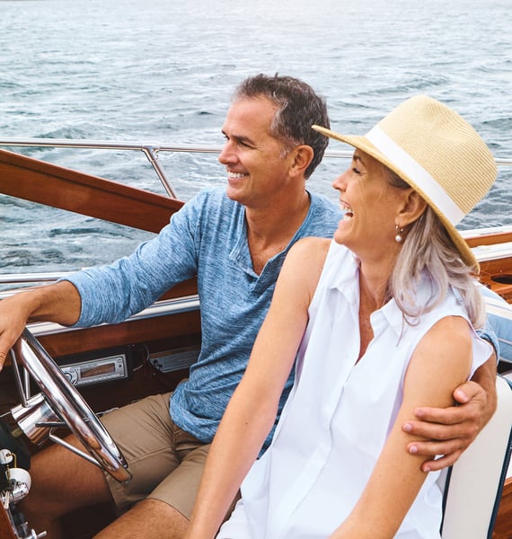 Mature couple on a boat ride